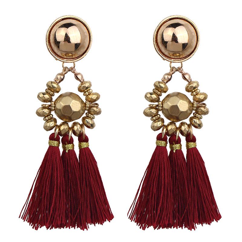 Buy 6 Colors Long Tassel Earrings Fashion Women Jewelry Accessories Diamond Drop Earrings at