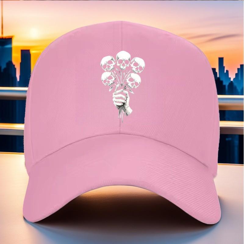 Skull Bouquet Baseball Cap Unisex Polyester Sun Shade Hat Adjustable Outdoor Style