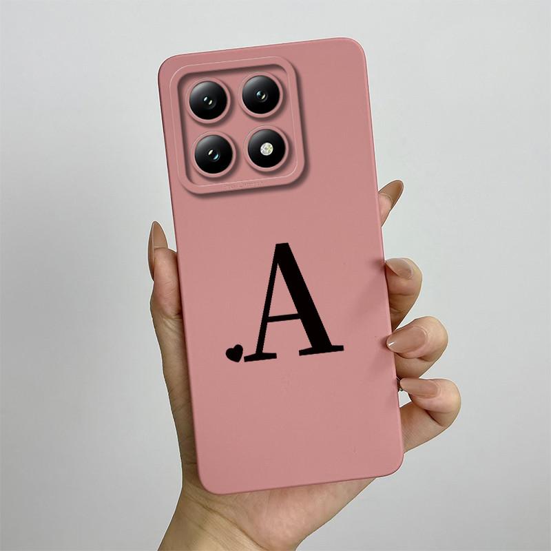 For Xiaomi 14T Pro Case Xiaomi 14T Pro Cover Mi 14T Pro Luxury Initial Letters Square Phone Case Matte Shockproof TPU Back Cover