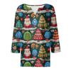 Damenmode Lässig Halloween Bedruckt V-Ausschnitt Kurzarm Zierknopf Dreiviertelarm T-Shirt Top