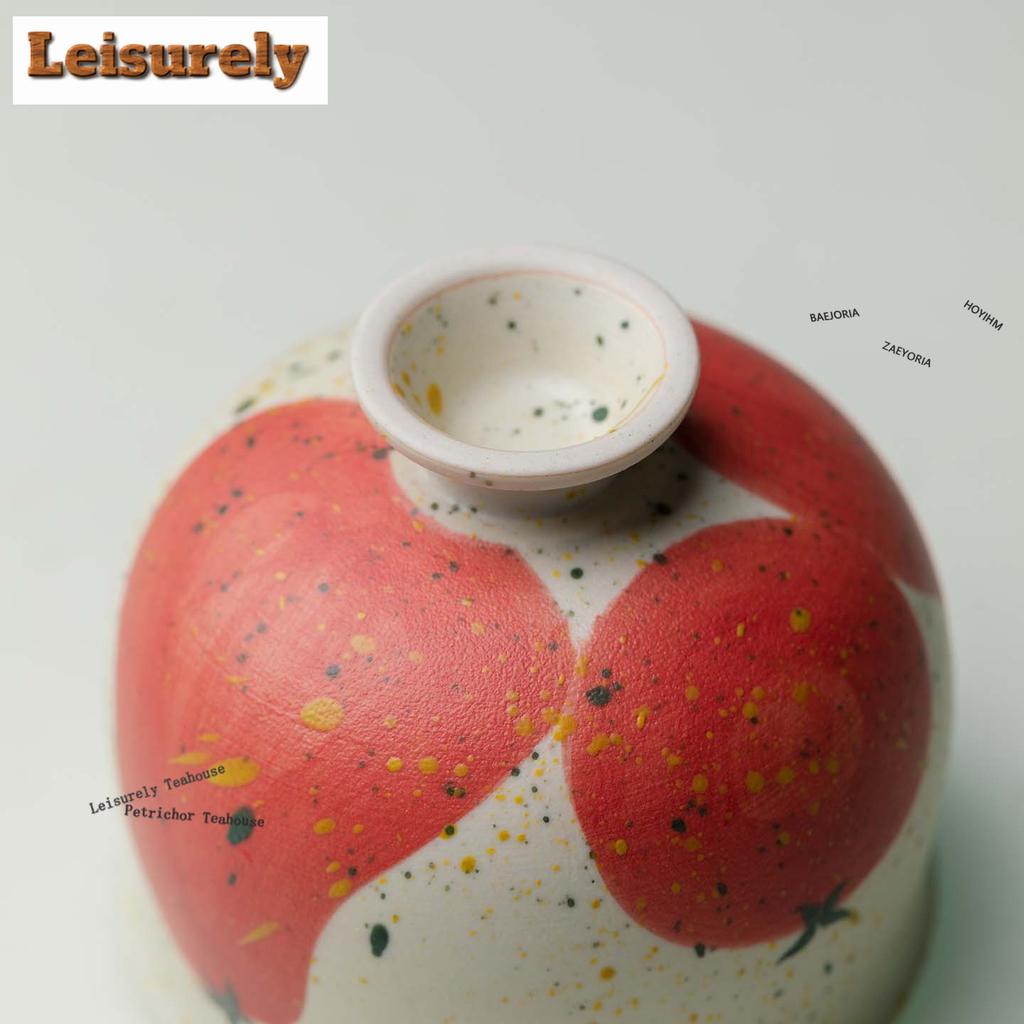 HOYIHM 111ml Hand-painted Persimmon Teacup Boutique Tea Bowl Tea Pair Tea-tasting Personal Cup Chazhan Master Cups Tableware