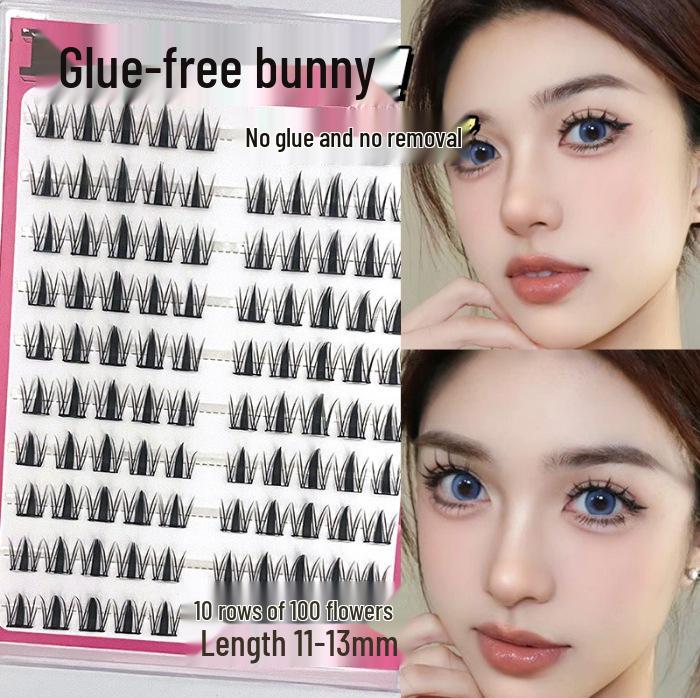 Ying Lier Natural Cluster Fox-Eye Eyelashes - Beginner-Friendly and Glue-Free