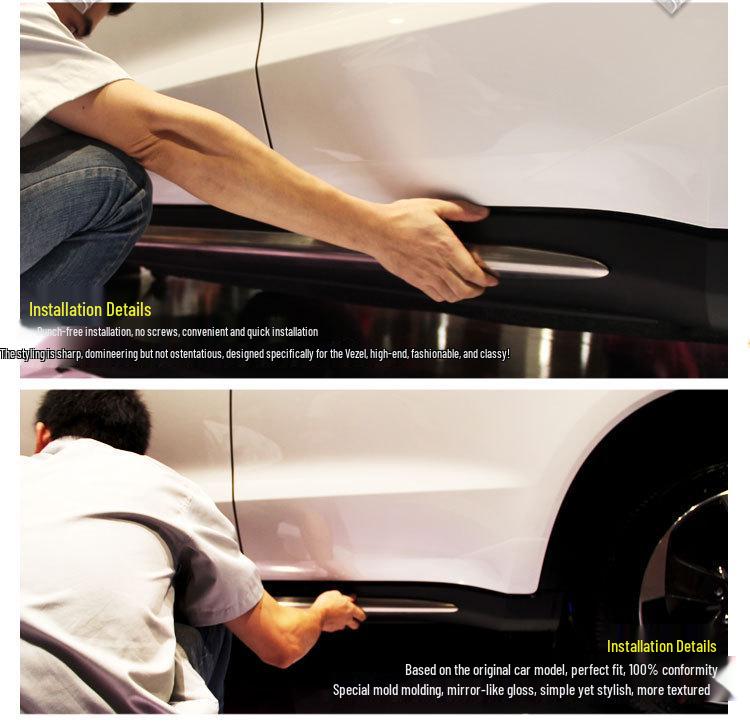 Honda Vezel Side Skirt Trim - Door & Body Lower Bright Strip for Vezel Modification
