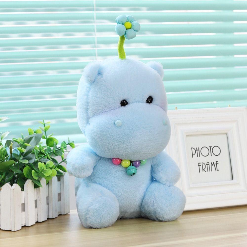 Soft Hippo Stuffed Toy PP Cotton Cartoon Hippo Doll Bell Hippo Plush Toy  Home Decor