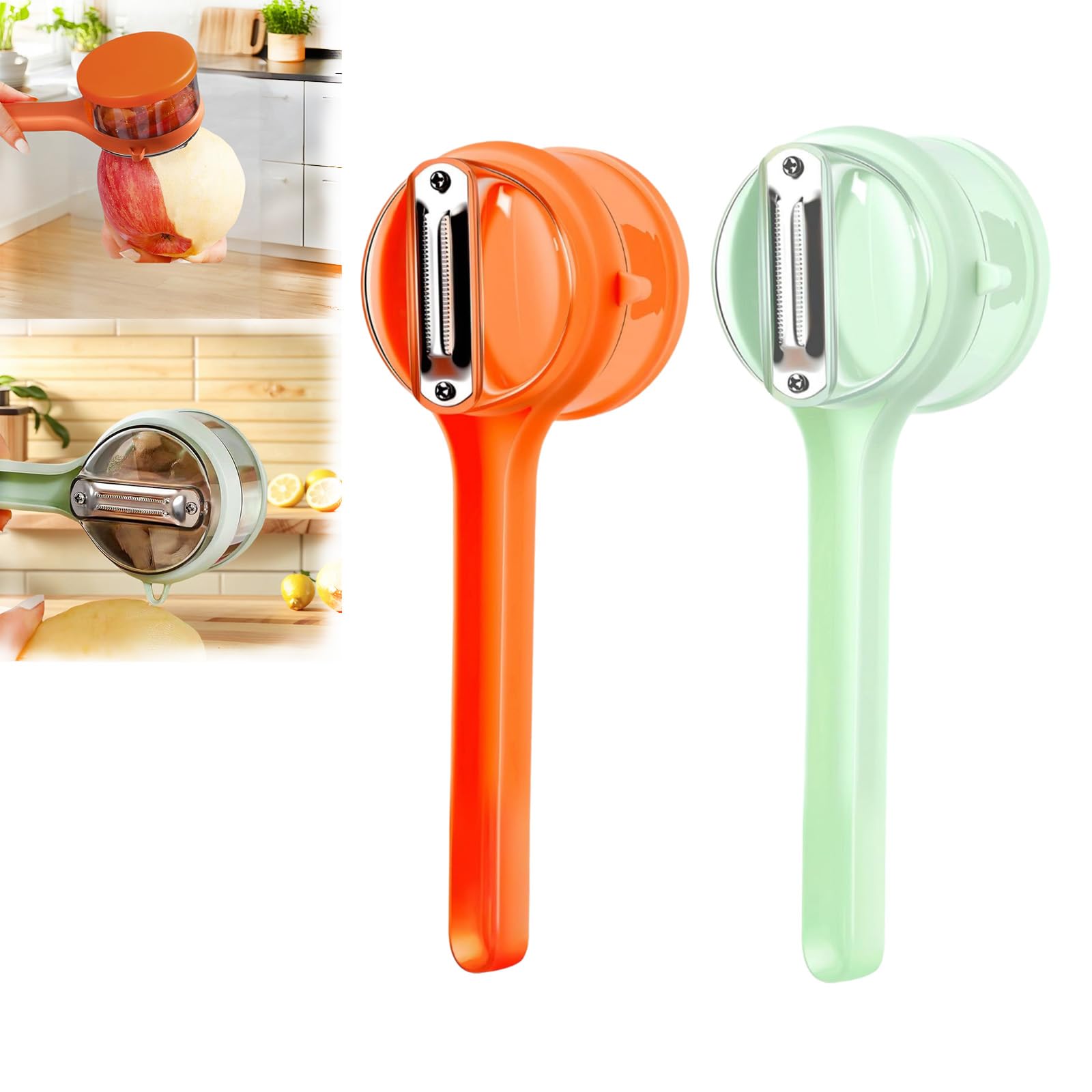 Peeling Knife with Storage Box, Fruit and Vegetable Peeler with Container, Multifunctional Double-Sided Stainless Steel Veggie Carrot Potato Peeler 2P-ack