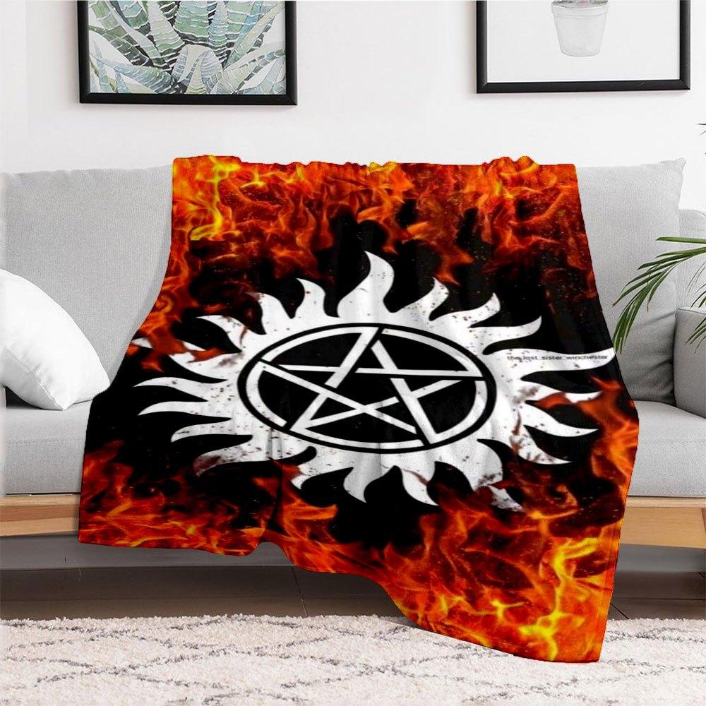 Supernatural Anti-Possession Symbol Phone WallpaperBlanket Flannel Throw Blanket for Sofa, Bed, Travel, Camping, Office, Couch, Chair, And B