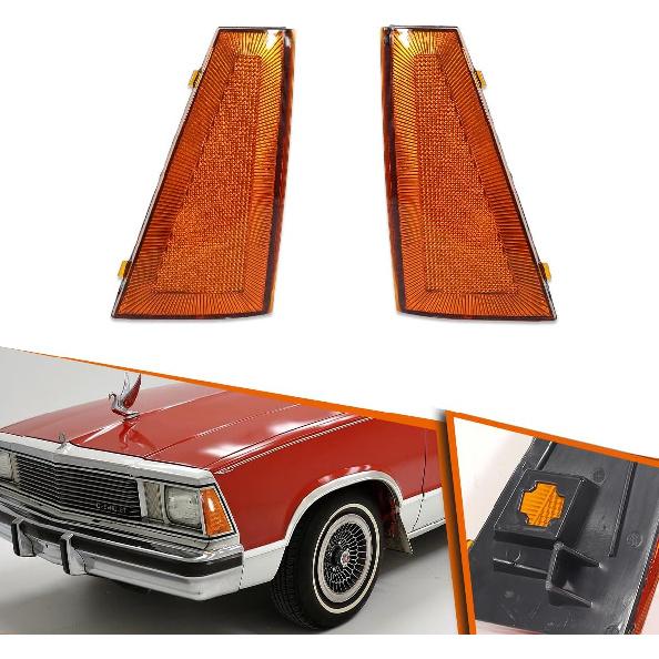 

ADIIL Front Bumper Side Marker Lights Smoked Lens Amber Light Compatible With 1980 1981 Chevrolet El Camino Malibu, Replace OEM Front Sidemarker Lamp Amber Housing,no bulb