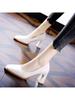 Square head black high heels 2025 autumn new temperament absolute child women's middle heel work shoes thick heel single shoes