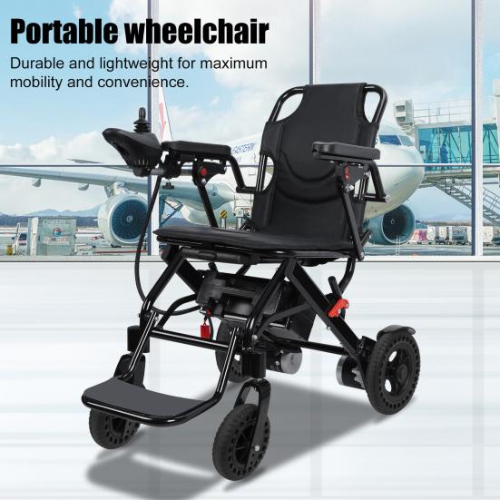 Adults Electric Wheelchair with Large Footrest, Lightweight Foldable Motorized Wheelchair, 12-Mile Range 500W