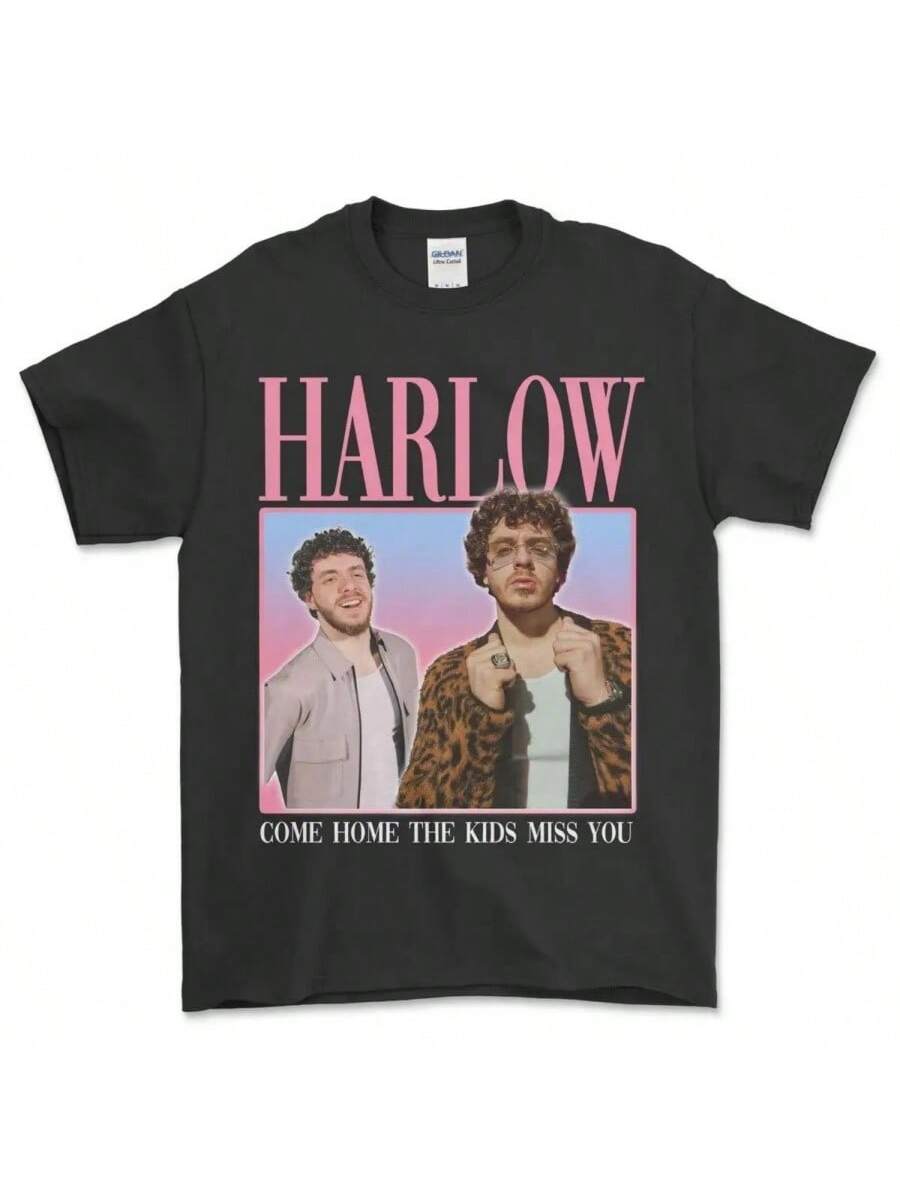 

ДЖЕК ХАРЛОУ Винтажная футболка Футболка-оммаж Футболки для фанатов Ретро футболка 90-х Фан-арт Джек Харлоу Топ XXXXXL чёрный