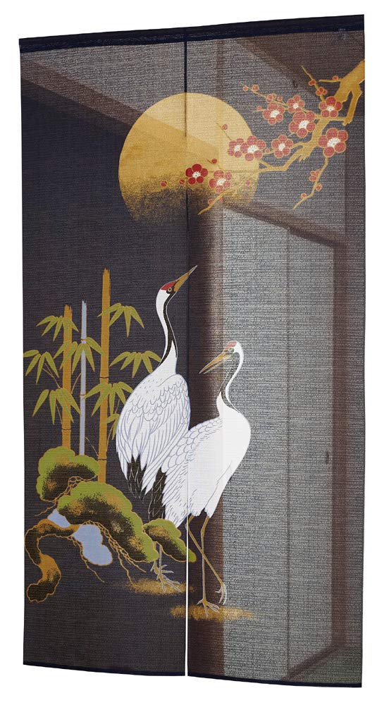 

Pleasure Curtain Curtain with Bamboo and Plum 85cm Wide x 150cm Gold Crane, Pine, Blossoms, Long,