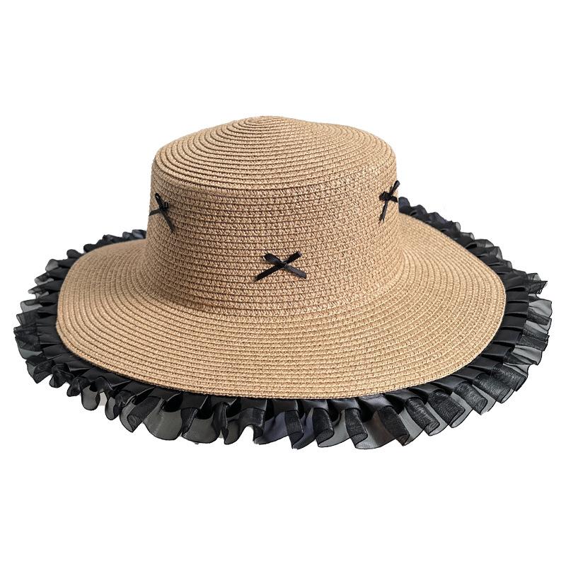 Big Hat with Bow Lace Lace Ridge for Women In Summer Beach Hat Sun Protection Hat Big Brim Sun Hat Vacation Straw Hat