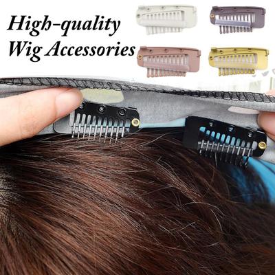 5Pcs Wig Clip with Safety Pin 10-Teeth Hair Extension Snap Clip Heavy Duty Metal Invisible Wig Securing Comb Chunni Dupatta Setting Clip