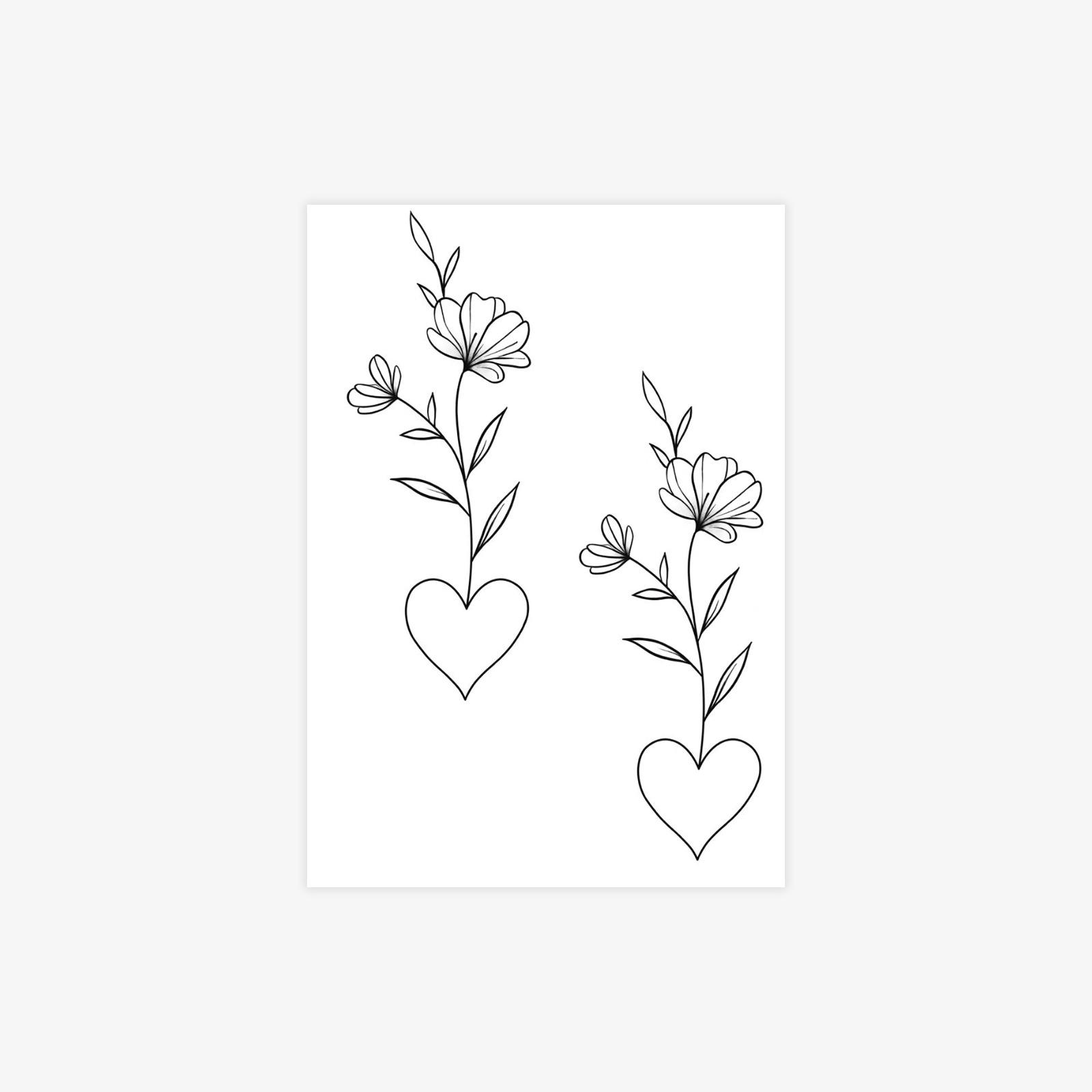 Small fresh simple high-end sense whale rose love arm tattoo sticker 7*10