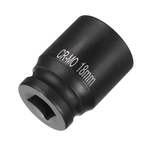 uxcell 4-Point Square Socket, 1/2" Drive, 18mm Metric Square Impact Socket, CR-MO Blackening Standard Wheel Socket, Air Tool for Automotive Repair, Ma