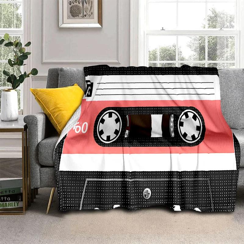 3D Music Cassette Tape Retro Pattern Blanket,Soft Throw Blanket for Home Bedroom Bed Sofa Picnic Travel Office Cover Blanket Kid