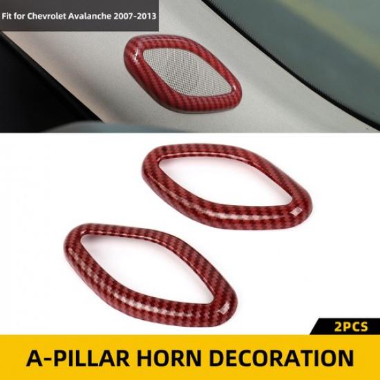 Red Carbon Interior A-pillar Speaker Bezel Covers For Chevy Suburban Tahoe 07-13