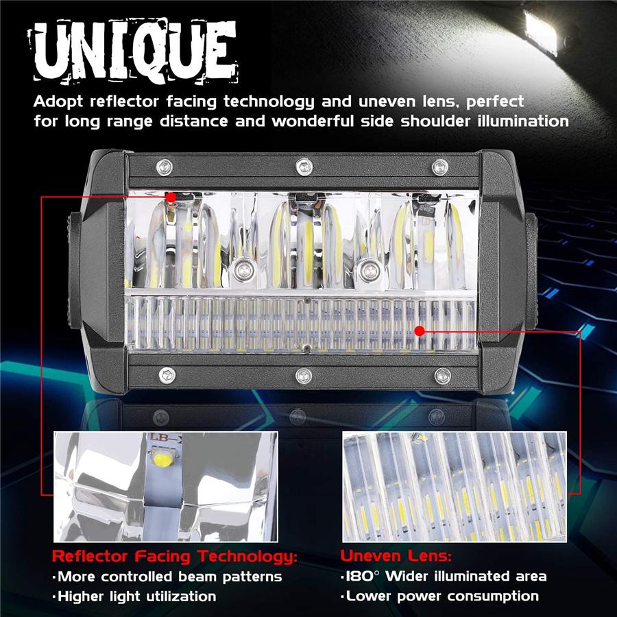 2Pcs 5 Inch 260W 26000LM LED Light Bar Spot Flood Combo Beam Off Road Driving Light LED Cubes LED Work Light Fog Lamps