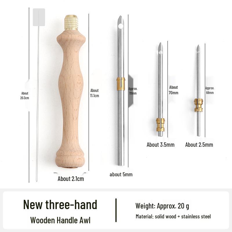 Wooden Handle Russian Punch Needle Tool with Gold-Plated Head for Chunky Yarn Embroidery