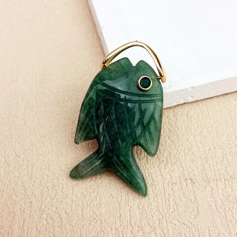 Natural Rose Quartz & Tiger Eye Goldfish Pendant