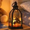 jijijing Halloween Candle Lantern, Decorative Spooky Witch Skeleton Pumpkin Tabletop Light for Haunted House, Front Porch, Gothic Home Party Decor