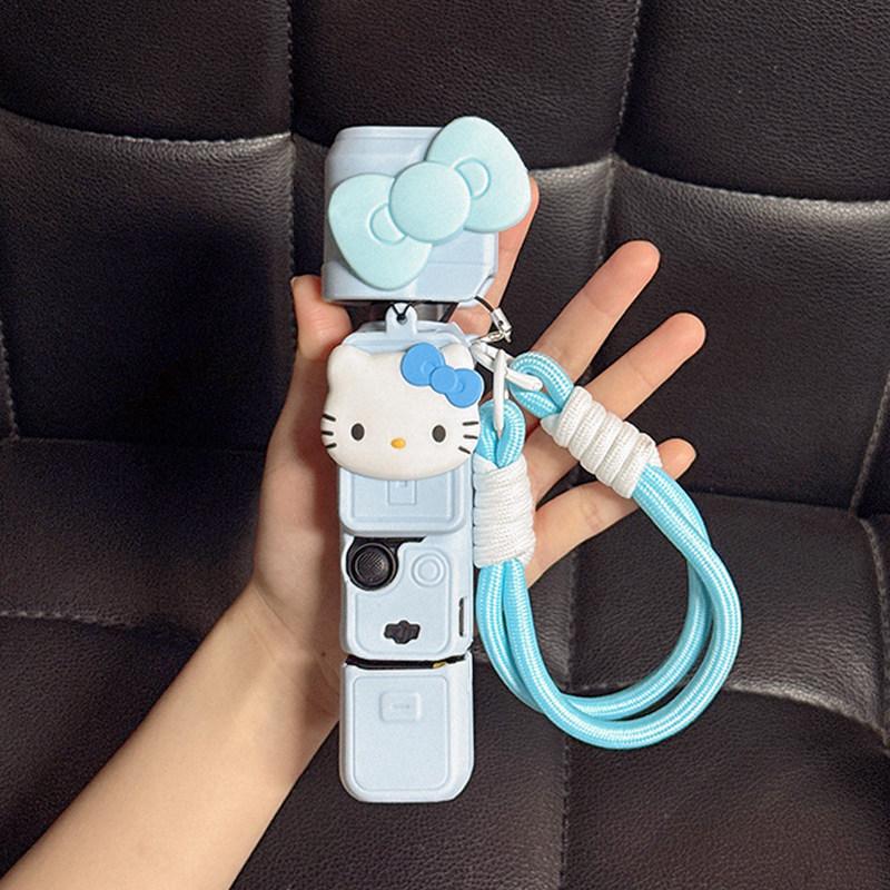 Cute DJI pocket3 silicone protective case, new sports camera scratch-proof protective accessories, lanyard protective case
