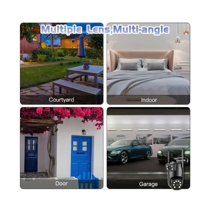 Caméra de sécurité wifi à double objectif 4mp, 2,4 ghz, suivi humain ia et vision nocturne couleur, audio bidirectionnel