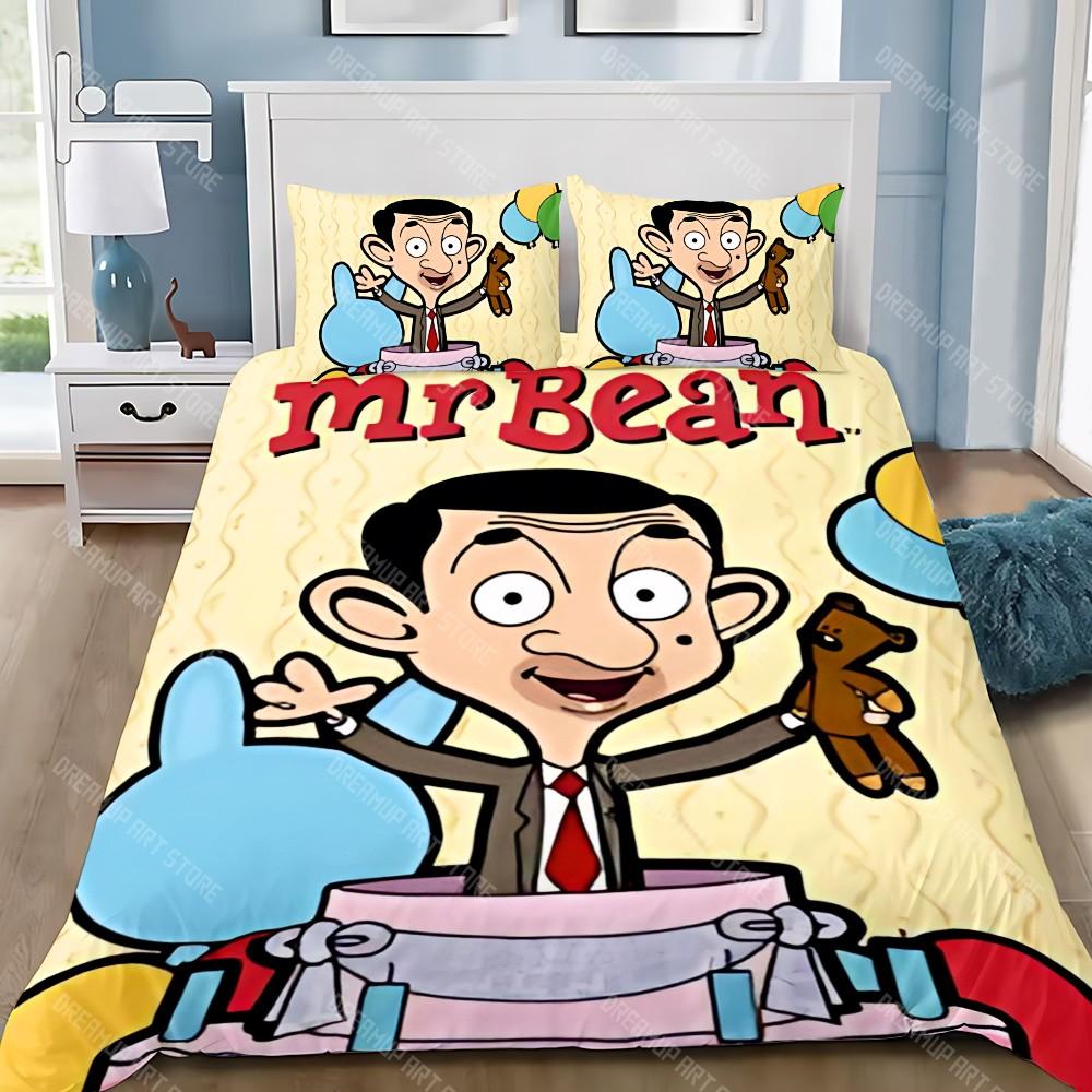 Cartoon Duvet Cover Pillowcase Bedding Set Adult Boy Mr B-Bean Girl Bedroom Decoration Children Gift Single Double Large Size