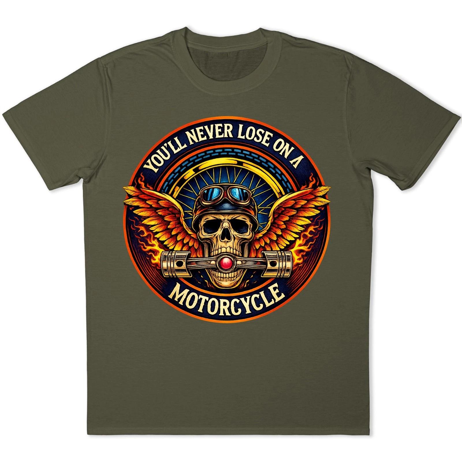 Winged Skull Motorcycle T-Shirt Biker Helmet Pistons Flames Gothic Graphic Tee XXXXL