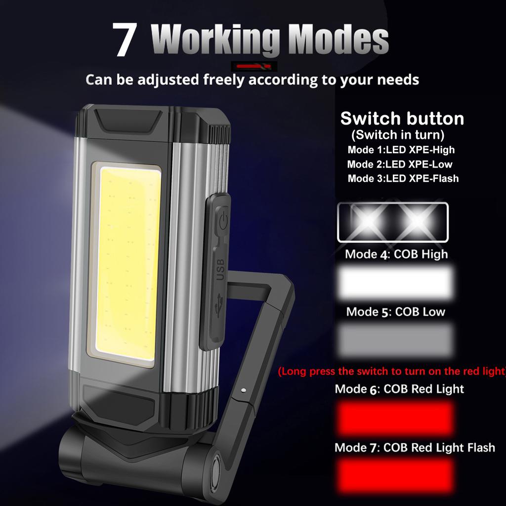 Folded Work Lights Aluminium Alloy USB Charging Magnetic COB Inspection Lamp Portable Fill Light