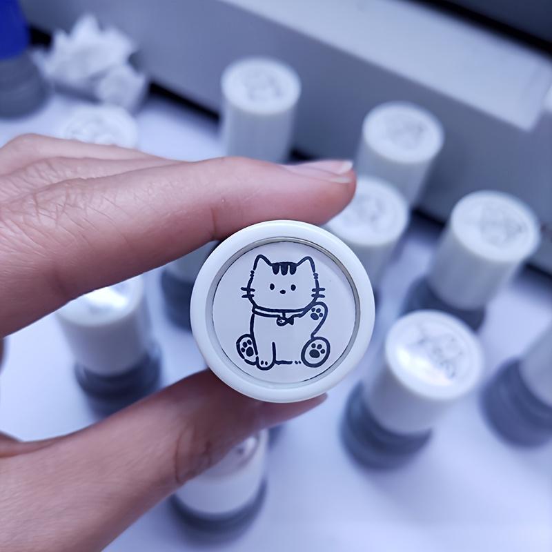 4pcs Cute Cartoon Cat Stamp Set - Fun Cartoon Cat Design Stamps for Crafts and Scrapbooking Decorations,Photosensitive Seal
