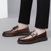 Fashion Metal Buckle Genuine Leather Loafers for Men Business Wedding Leather Shoes Soft Soled Casual Shoes Comfortable Driving Shoes