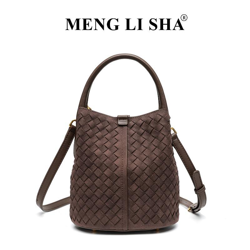 

Autumn and winter new matte suede woven bag fashion shoulder crossbody bucket bag women s commuting versatile hand carry mother and child bag кофейный
