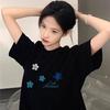 Pure Cotton American Trendy Brand Black Short-sleeved T-shirt Women's Summer Loose Large Size Fat Mm Thin Design Half-sleeved Top