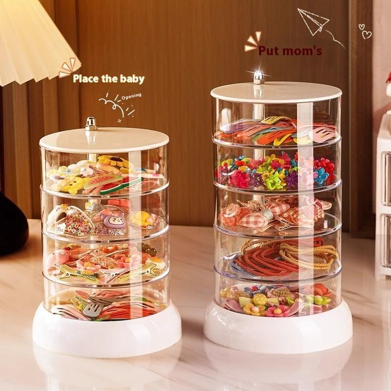 3/4/5-Layer Rotating Jewelry Organizer - Plastic Multi-Tier Storage Box, Transparent Hair Ring Display For Dressing Table