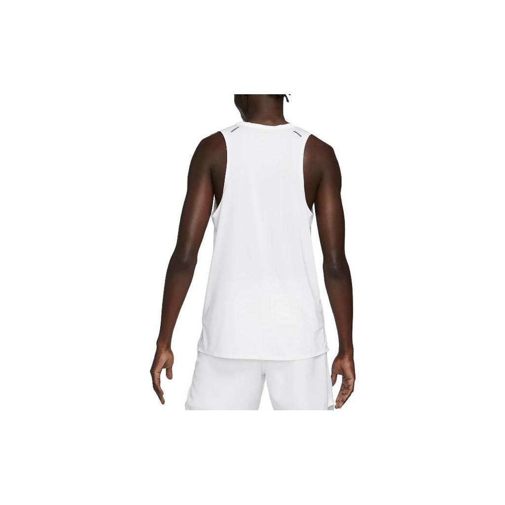 Nike Rise 365 Solid Logo Round Neck Sleeveless Running Vest Men Tops White CZ9179-100