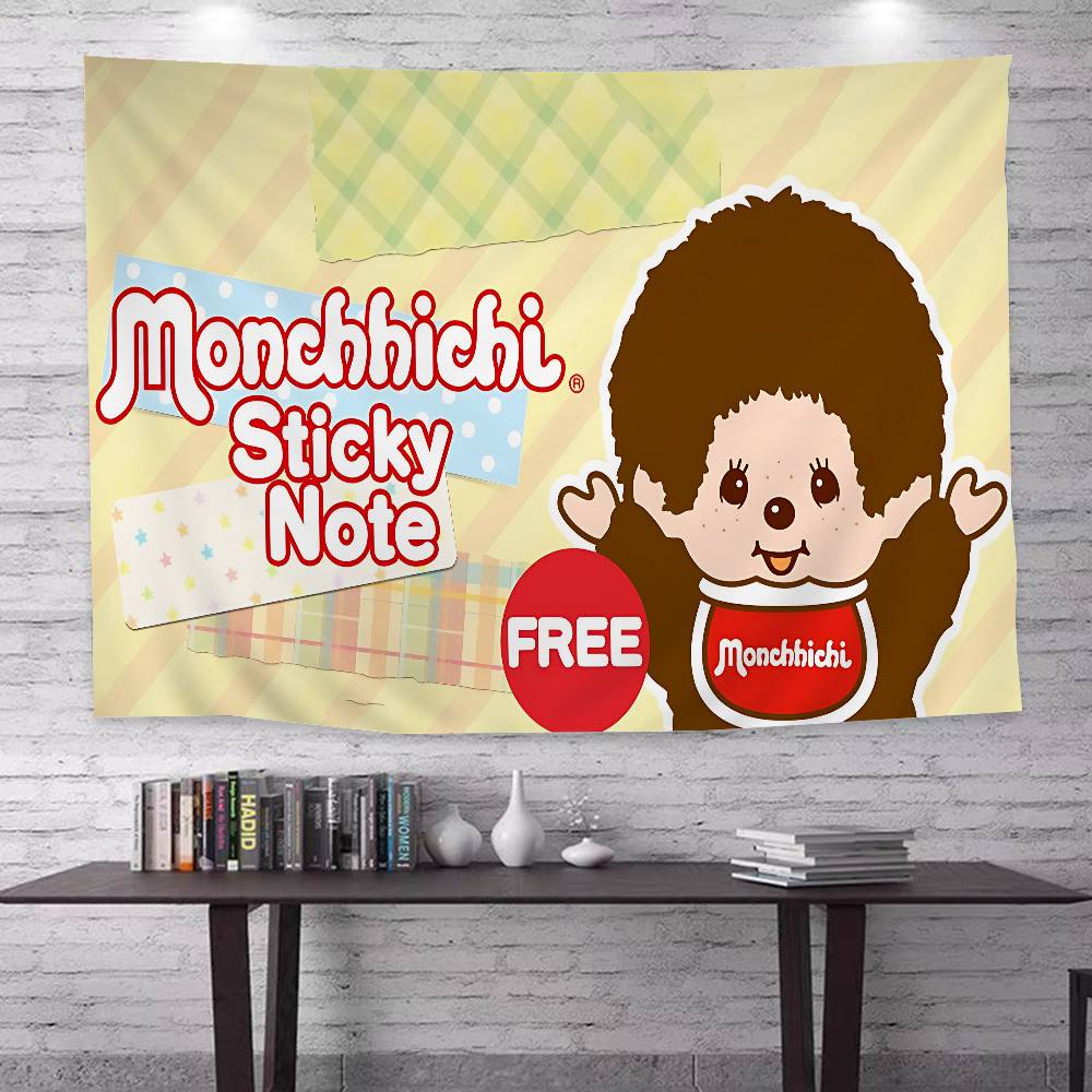 Japanese Cute Doll MMonchhichiS Cartoon Tapestry Art Science Fiction Room Home Decor Wall Hanging Sheets