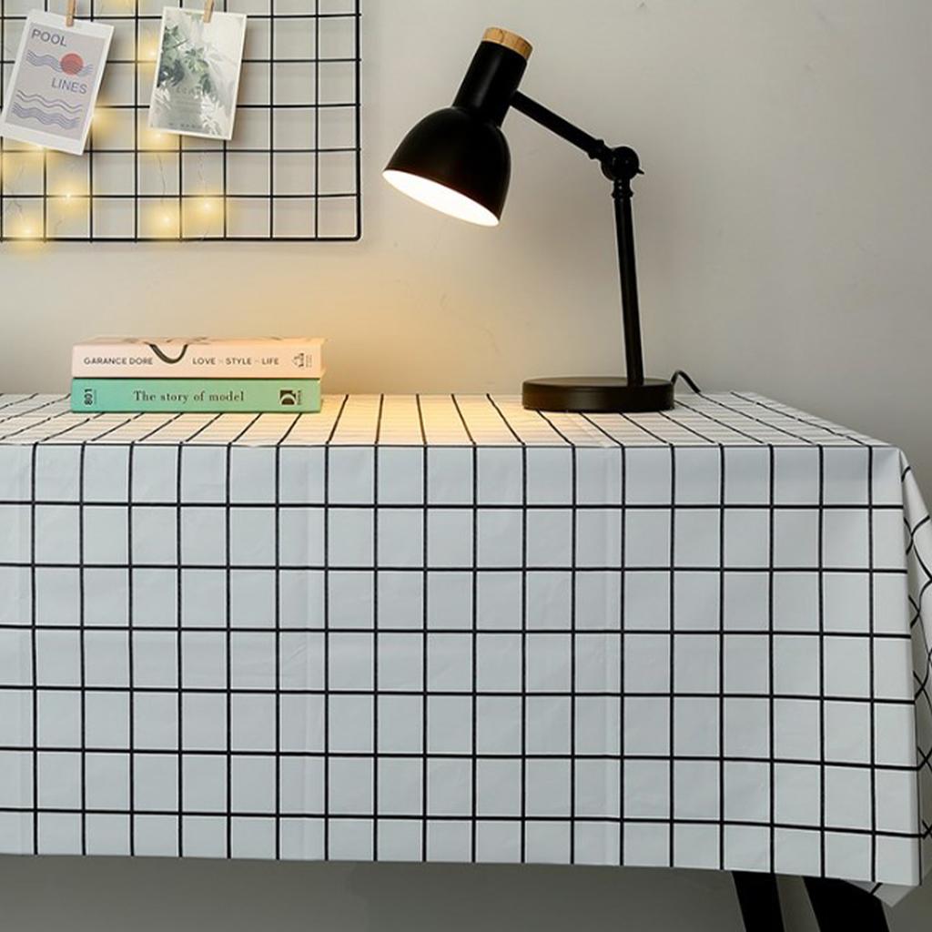 Table Cloth Waterproof Oil Proof Minimalist Fashionable Decorative White Plaid Tablecloth Table