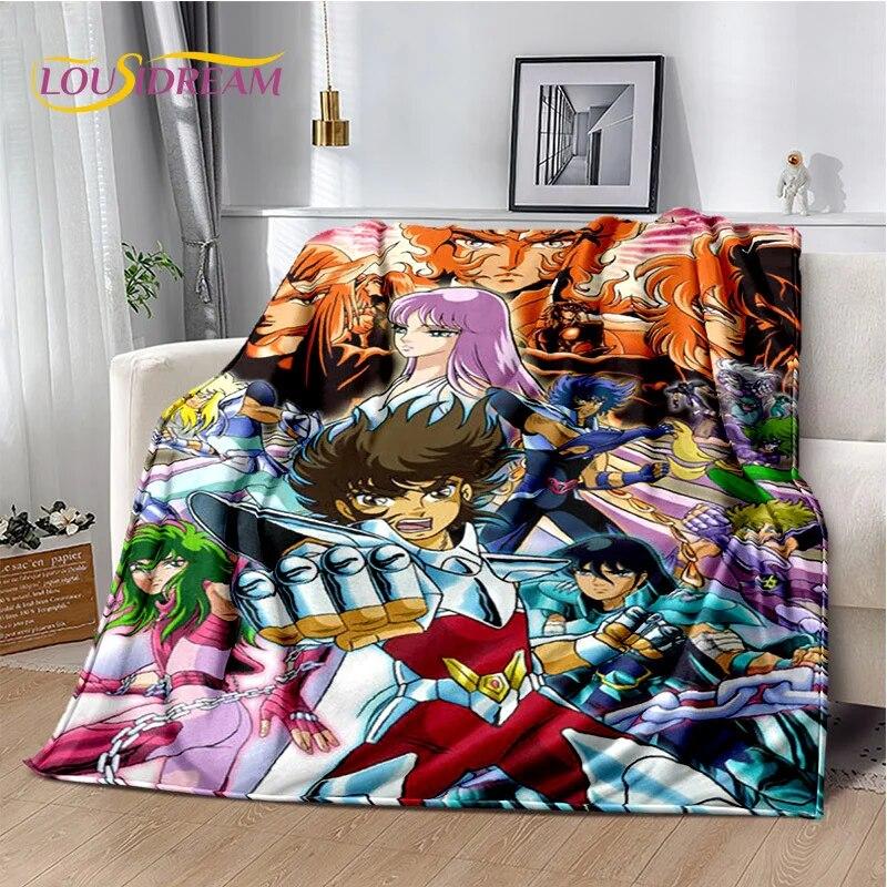 Cartoon Saint Seiya Retro Anime HD Blanket,Soft Throw Blanket for Home Bedroom Bed Sofa Picnic Travel Office Cover Blanket Kids