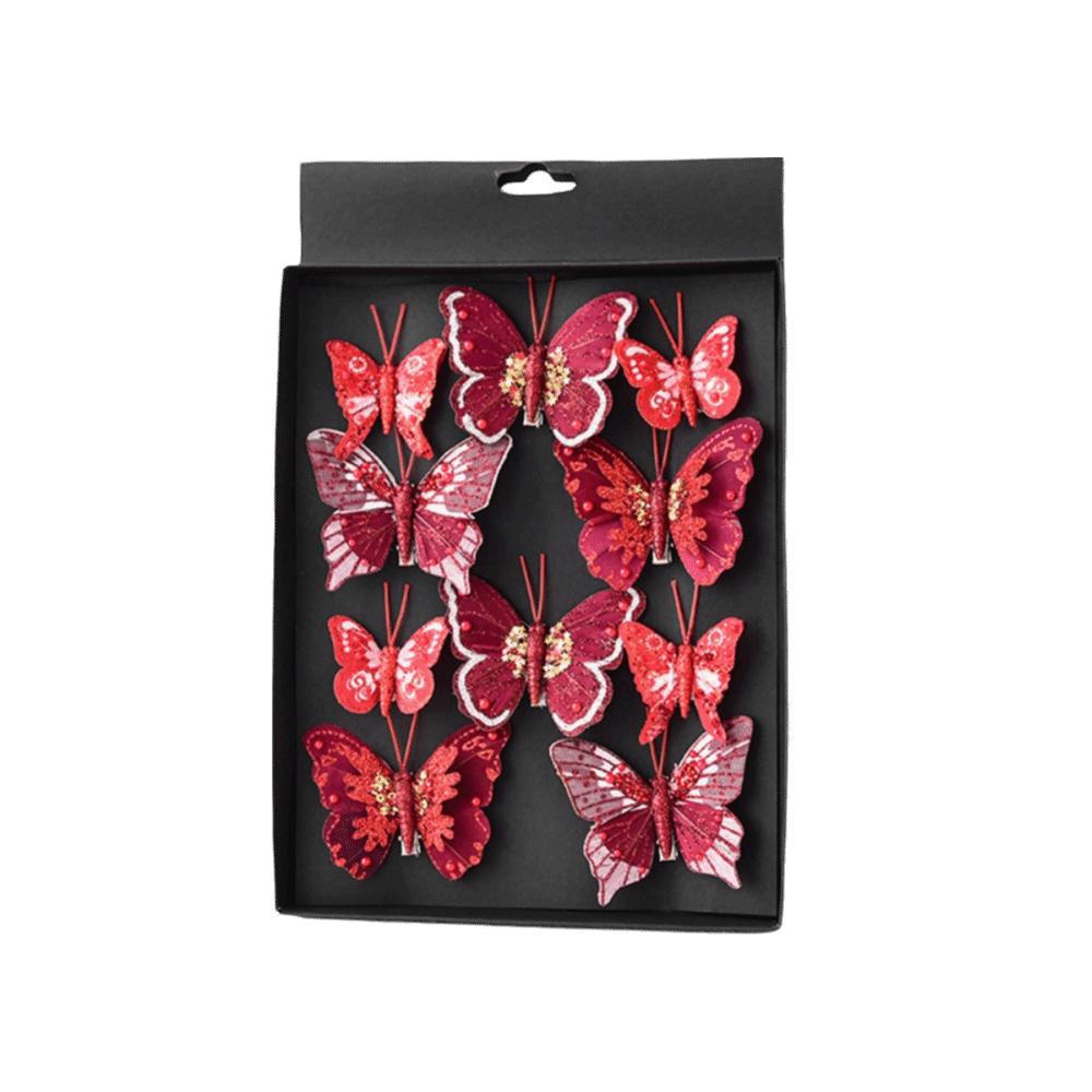 10PCS Multicolor Christmas Ornament Gold Powder with Clip Glitter Hollow Shopwindow Christmas Tree Decoration Party Supplies