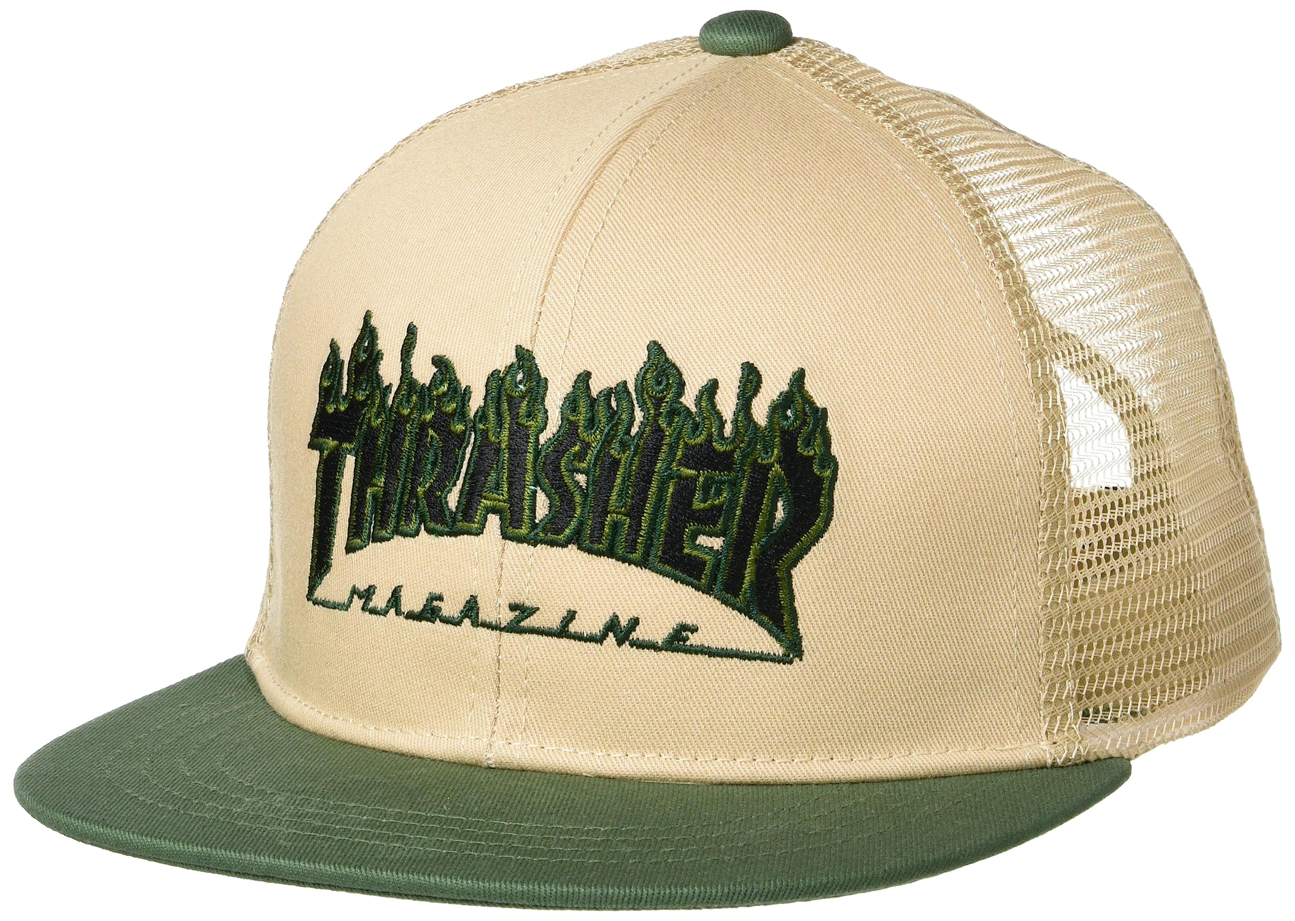 

Kids Flat Cap Mesh FLAME LOGO Hat FR [Thrasher] (Half Design) [23TH-C09K / CAP] BGE/GRN