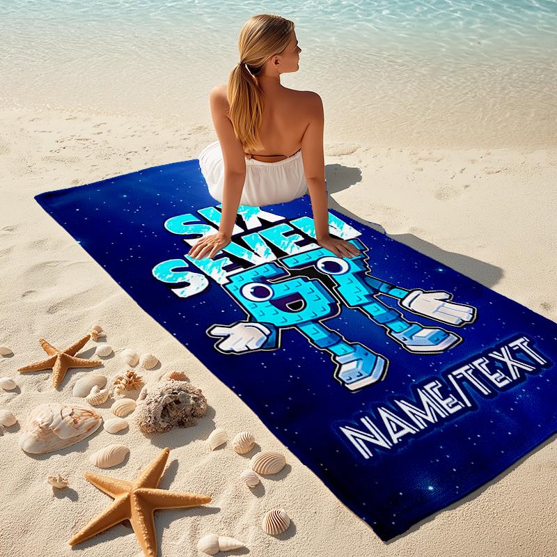 1PC Custom Name Space Adventure Beach Towel Highly Absorbent And Sand-Resistant Towel for Swimming, Pool, Yoga, And Travel Lightweight