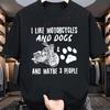 I Like Motorcycles And Dogs Shirt Funny Present For Mens Short Sleeve TShirts Oneck Top Tees