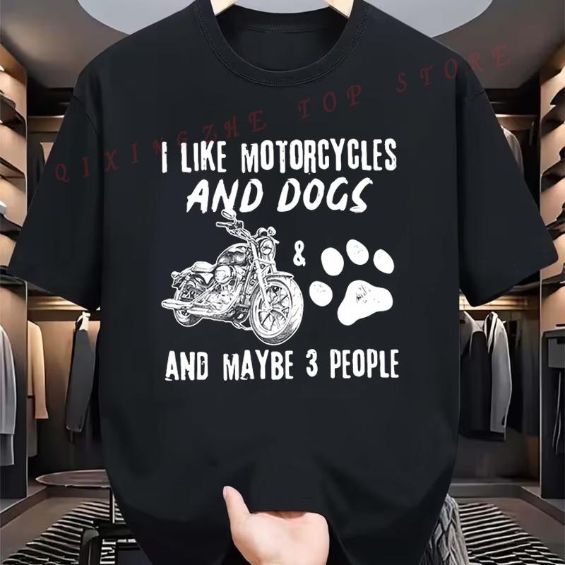 I Like Motorcycles And Dogs Shirt Funny Present For Mens Short Sleeve TShirts Oneck Top Tees