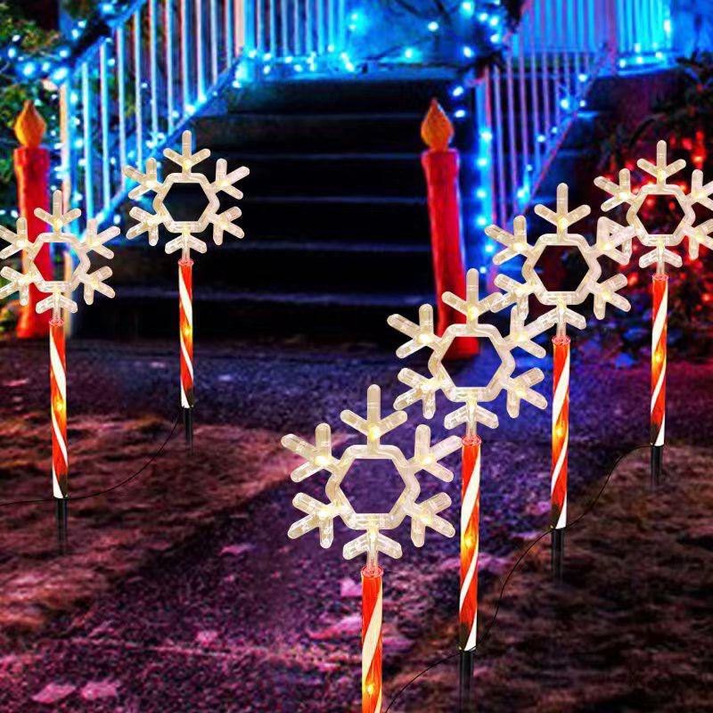 Solar Snowflake & Star Cane LED Garden Light for Outdoor Christmas Decor