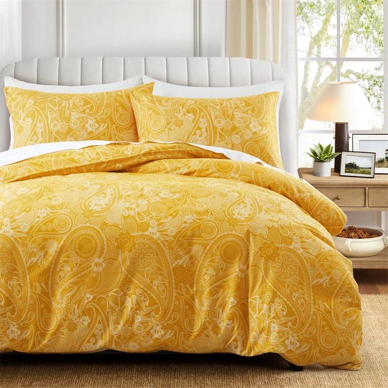 Boho Balts Paisley Ziedu Gultas Pārklājs