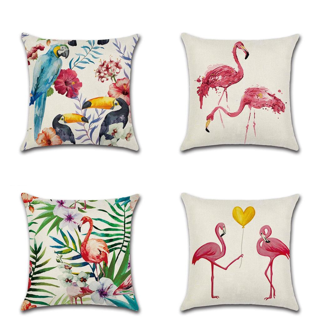Premium Flax Material 18 Inch Summer Flamingo Pillow Case With Timeless Design Appeal