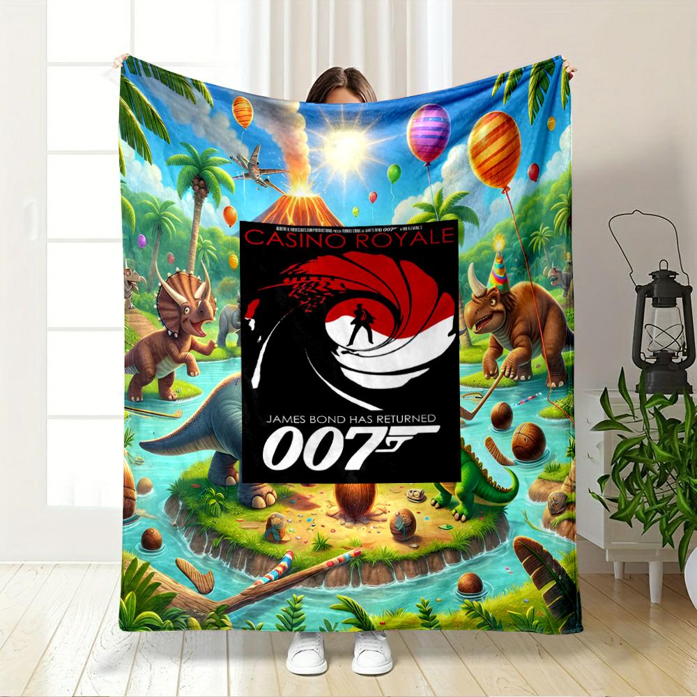 Casino Royale 007 Themed Stylish Warm Blanket Flannel Blanket for Bedroom, Living Room, Sofa, and Nap Sofas