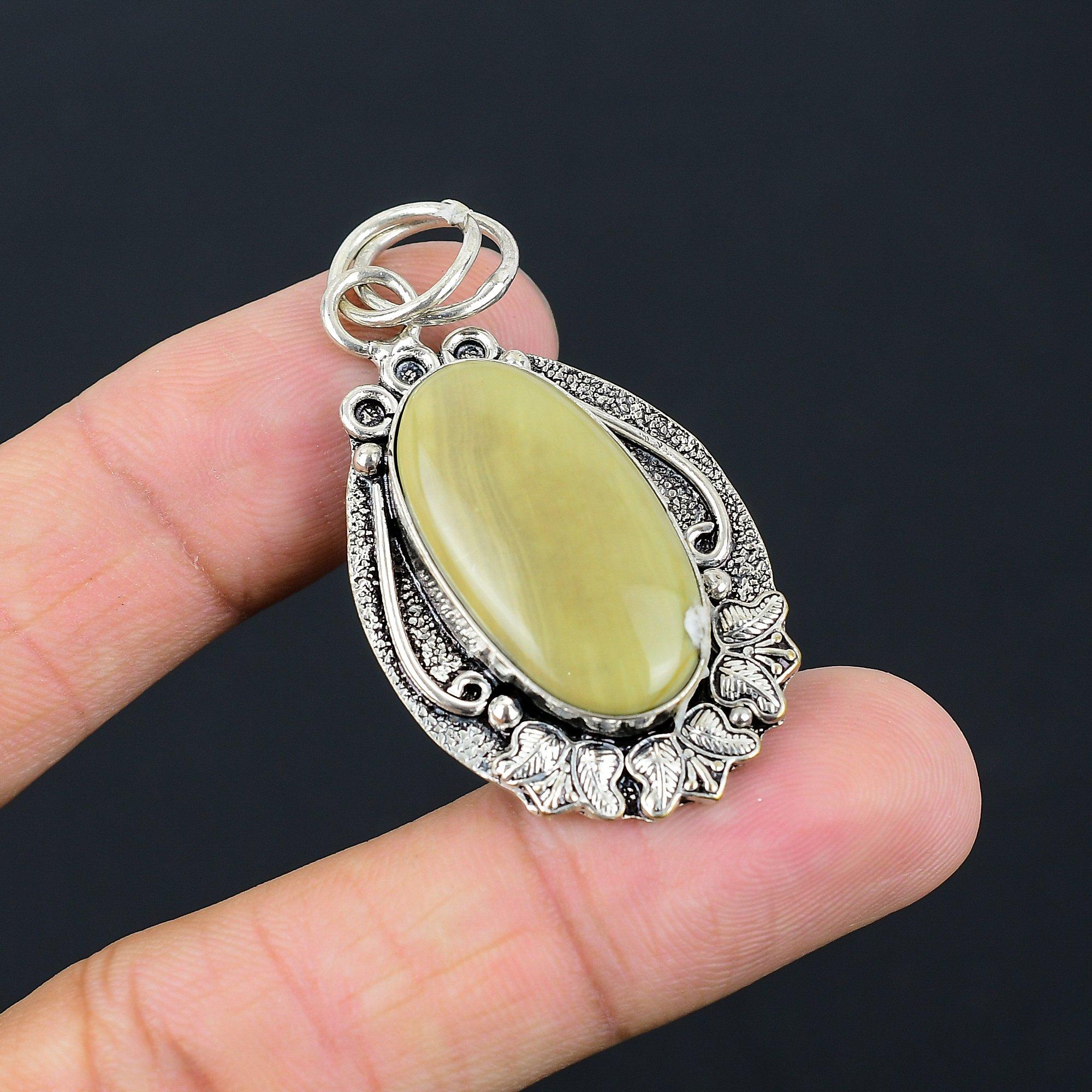 Sisters Day Deal Oval Polychrome Jasper Gemstone Sterling Silver Wife Pendant