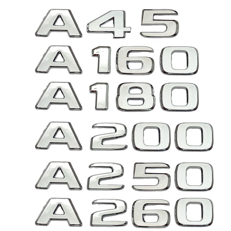 AAZD1 3D ABS Black Chrome Car Letters For A35 A45 A160 A180 A200 A220 A250 Emblem Logo Badge Rear Trunk Sticker Accessories